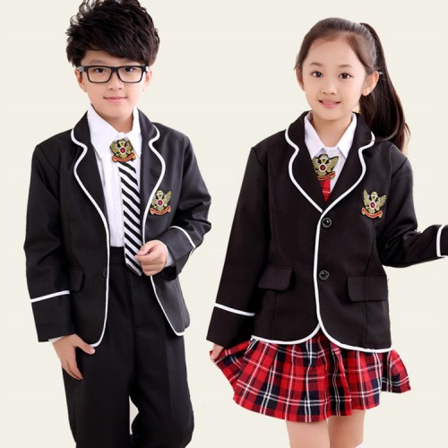 Wine red white black England British style girl's boys toddlers school competition chorus performance uniforms student clothes